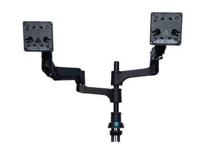 R-Go Tools R-Go Caparo 4 D2, Bras double écran circulaire fixation bureau, ressort à gaz