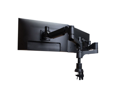 R-Go Tools R-Go Caparo 4 D2, Bras double écran circulaire fixation bureau, ressort à gaz