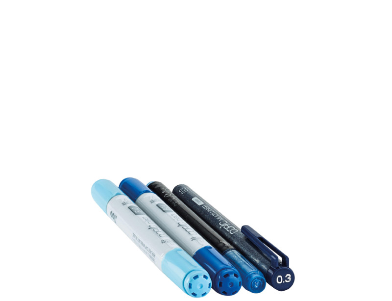 Copic Doodle Set - Blue, Set of 4