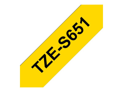 Brother : TZE-S651 LAMINATED tape 24MM 8M BLACK ON YELLOW EXTRA-STRONG