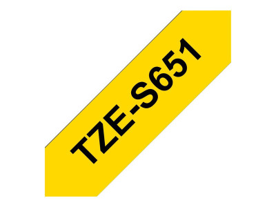Brother : TZE-S651 LAMINATED tape 24MM 8M BLACK ON YELLOW EXTRA-STRONG