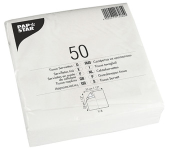 serviettes PAPSTAR, 330 x 330 mm, 2 plis, blanc, 50