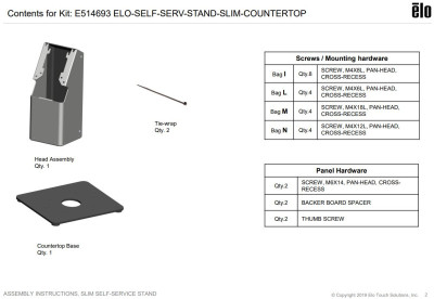 Elo Touch : SLIM SELF SERVICE COUNTERTOP STAND pour 15IN TO 22IN I-SERIES