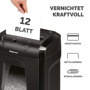 Fellowes Aktenvernichter Powershred 12C, schwarz, Partikel