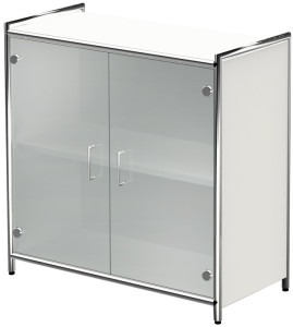 Kerkmann buffet ARTLINE, 2 hauteurs de fichiers, 2 portes en verre, blanc