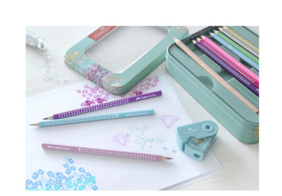 FABER-CASTELL Crayon couleur triangle GRIP SPARKLE, étui