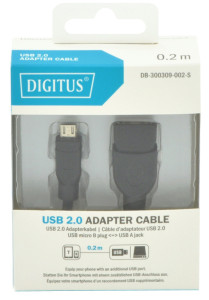 DIGITUS Câble adaptateur USB 2.0, OTG, micro USB-B - USB-A
