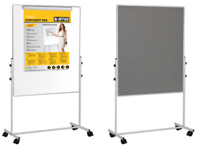 Bi-Office Tableau mixte mobile Duo, tableau blanc / feutre