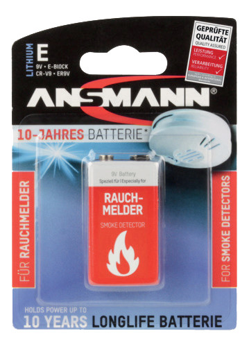 ANSMANN Pile au lithium, durée de vie 10 ans, E-bloc (9V)