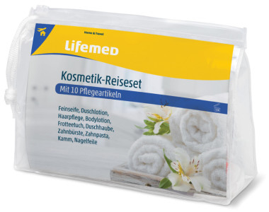 Lifemed Kit cosmétique de voyage, dans un étui en plastique