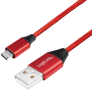 LogiLink Câble USB 2.0, USB-A - Micro USB, 0,3 m, noir