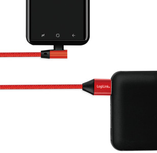 LogiLink Câble USB 2.0, USB-A - USB-C mâle, 0,3 m, rouge