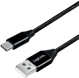 LogiLink Câble USB 2.0, USB-A - USB-C mâle, 0,3 m, rouge