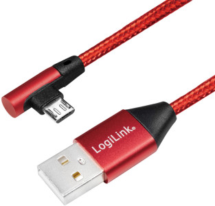 LogiLink Câble USB 2.0, USB-A - Micro USB, 0,3 m, rouge