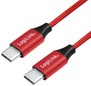 LogiLink Câble USB 2.0, USB-C - USB-C mâle, 1,0 m, rouge