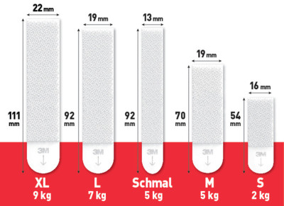 3M Command Languettes accroches tableaux, taille: L, blanc