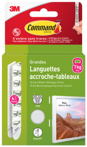 3M Command Languettes accroches tableaux, taille: L, noir
