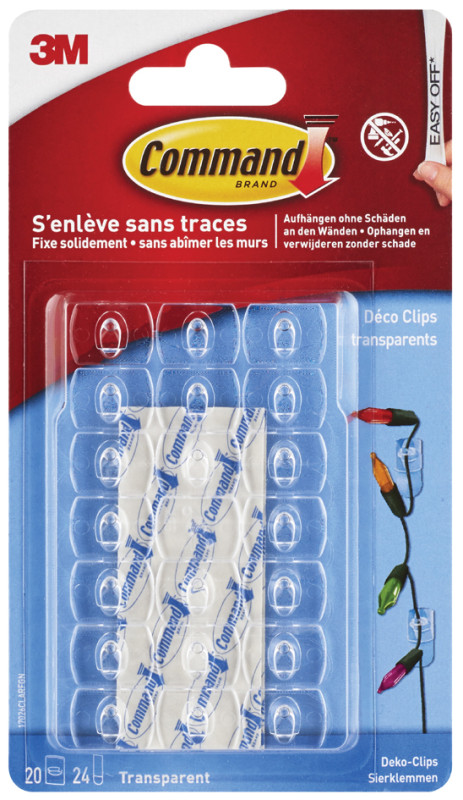 3M Command Clip décoratif, plastique taille: XS, transparent