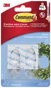 3M Command Crochet, oval, plastique, transparent, taille: M