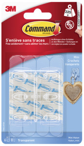 3M Command Mini-crochet, plastique, taille: S, transparent