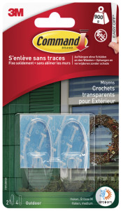 3M Command Crochet pour l'extérieur, transparent, taille: M