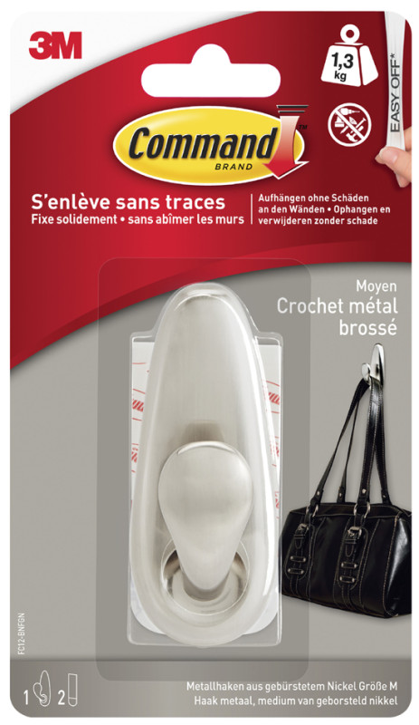 3M Command Crochet en métal Classic, taille: S, argent