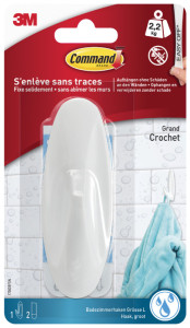 3M Command Crochet pour salle de bain design, blanc