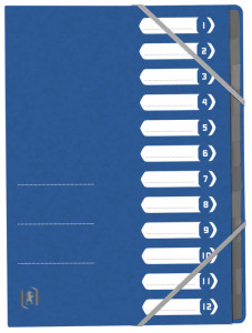 Oxford Trieur Top File+, A4, 12 compartiments, bleu clair