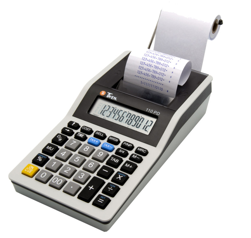 TWEN Calculatrice imprimante 110 PD, gris / noir