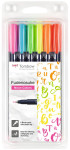 Tombow Stylo de calligraphie Fudenosuke fluo, kit de 6