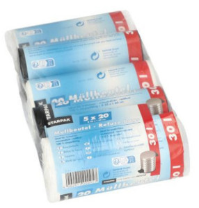 PAPSTAR sac poubelle HDPE, 10 litres, transparent