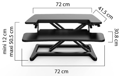 poste de travail assis-debout Unilux ERGO DESK 2, noir