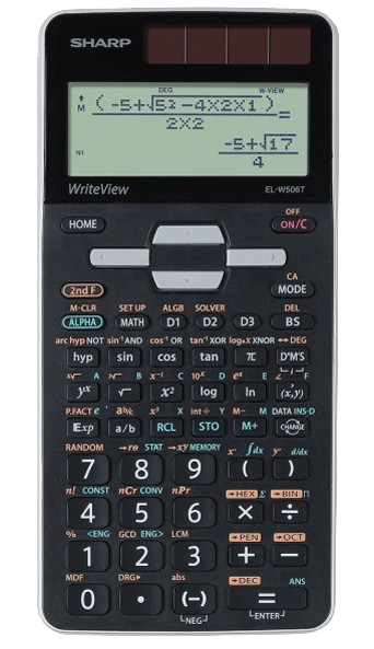 SHARP Calculatrice scolaire EL-W506T-GY, couleur: noir/gris