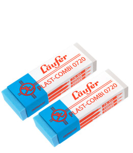 Läufer Gomme en plastique PLAST COMBI, carte blister de 2
