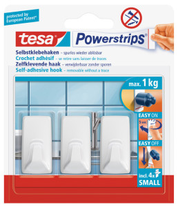 tesa Powerstrips Crochet SMALL rectangle, blanc
