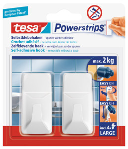 tesa Powerstrips Crochet SMALL rectangle, blanc