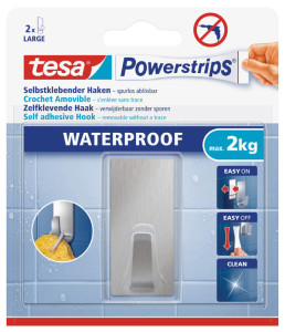 tesa Powerstrips Crochet ZOOM WATERPROOF Large, métal