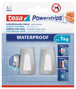 tesa Powerstrips Crochet Duo WATERPROOF, métal/plastique