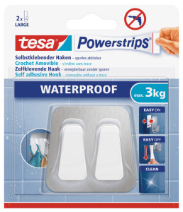tesa Powerstrips Crochet Duo WATERPROOF, métal/plastique