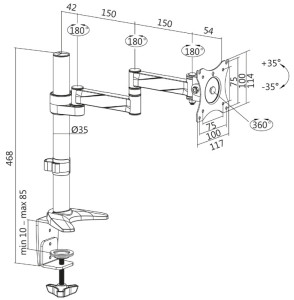 LogiLink Bras pour écran TFT/LCD, aluminium, longueur: 396mm