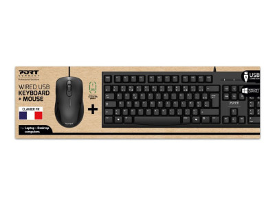 Port Technology : pack KEYBOARD MOUSE WIRED 2 1 KEYBOARD