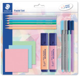 STAEDTLER Set d'écriture pastel, avec 3 bloc-notes adhésifs