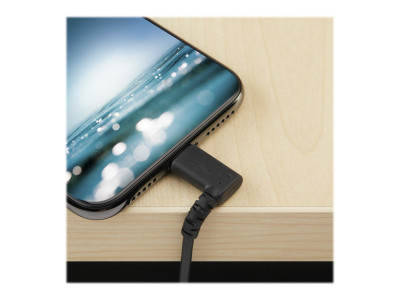 Startech : 1M ANGLED LIGHTNING TO USB CABLE-APPLE MFI CERTIFIED-BLACK