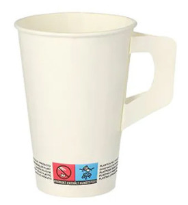 PAPSTAR tasse en carton avec poignée, 0,2 l, blanc