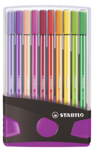 STABILO Stylo feutre Pen 68, ColorParade de 20, gris/rose
