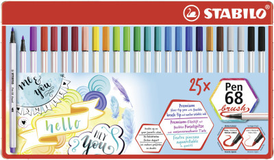 STABILO Feutre pinceau Pen 68 brush, étui en métal de 15