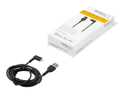 Startech : 2M ANGLED LIGHTNING TO USB CABLE-APPLE MFI CERTIFIED-BLACK