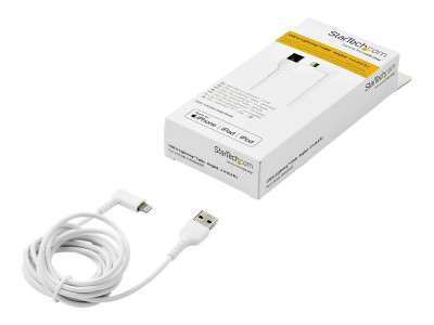 Startech : 2M ANGLED LIGHTNING TO USB CABLE-APPLE MFI CERTIFIED-WHITE