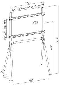 LogiLink Support pour téléviseur, 124,46 - 177,80 cm, noir