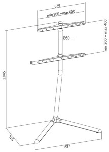 LogiLink Support pour téléviseur, 124,46 - 177,80 cm, chrome
